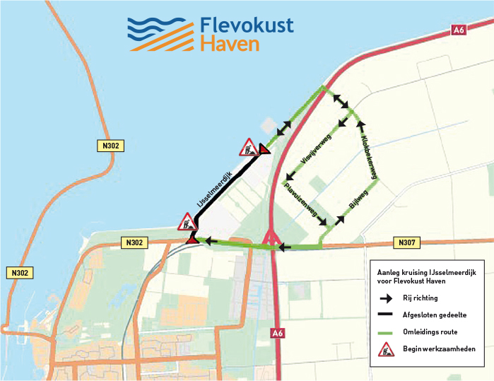 Aanleg kruising IJsselmeerdijk voor Flevokust Haven